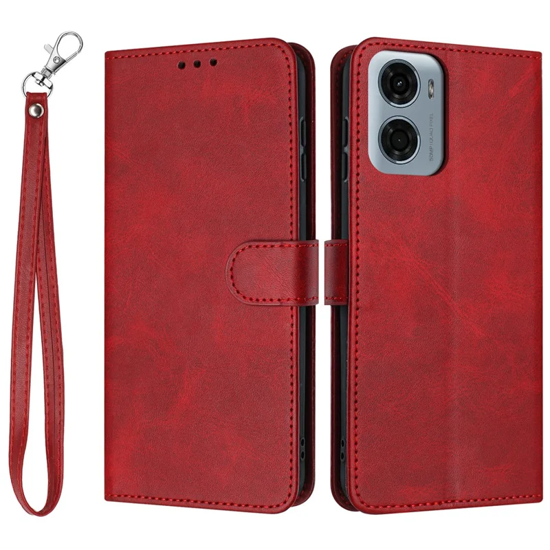 Custodia a portafoglio in pelle PU con stand pieghevole per Motorola Moto G05 4G - Rossa