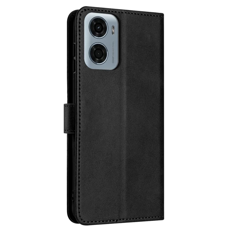 For Motorola Moto G05 4G Case Flip Stand PU Leather Wallet Phone Cover Calf Texture - Black