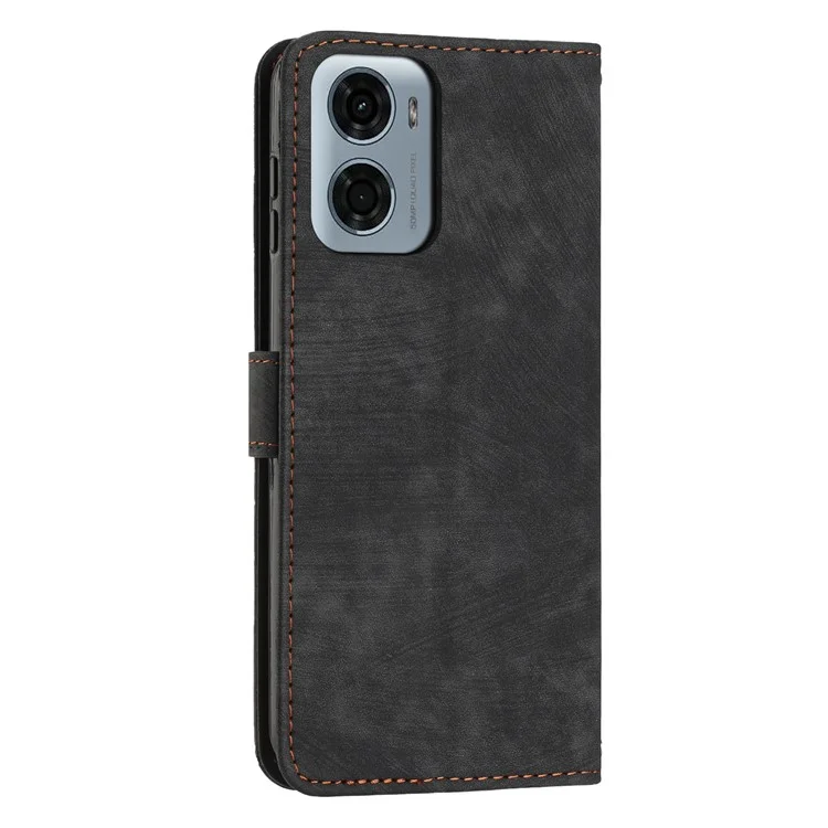 Für Motorola Moto G05 4G Hülle Bedruckte Linien Leder Handyhülle mit Ständer - Schwarz