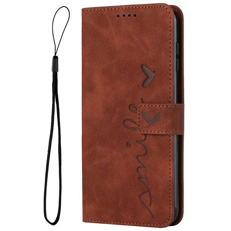 Étui en cuir PU avec support de visualisation pour Motorola Moto G05 4G, motif imprimé - Brun