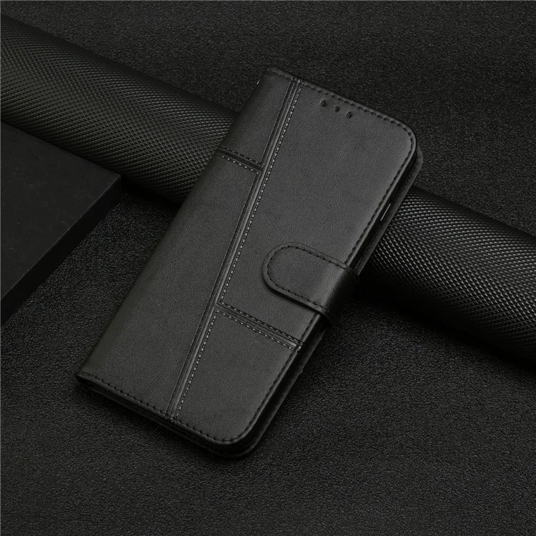 Custodia in pelle protettiva con supporto per Motorola Moto G15 4G - Nero