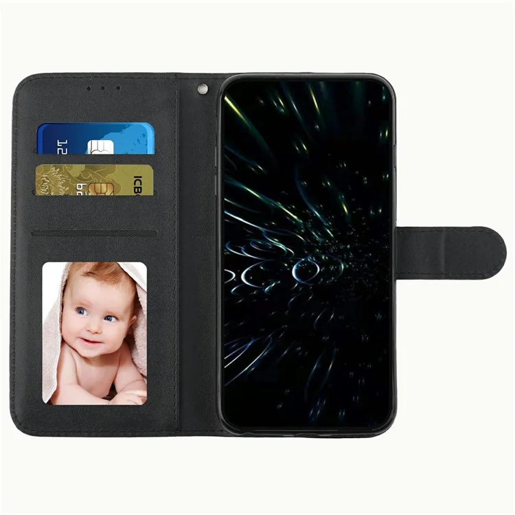 Custodia in pelle protettiva con supporto per Motorola Moto G15 4G - Nero