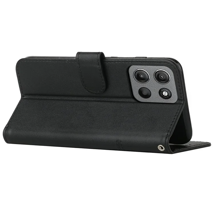 Custodia in pelle protettiva con supporto per Motorola Moto G15 4G - Nero