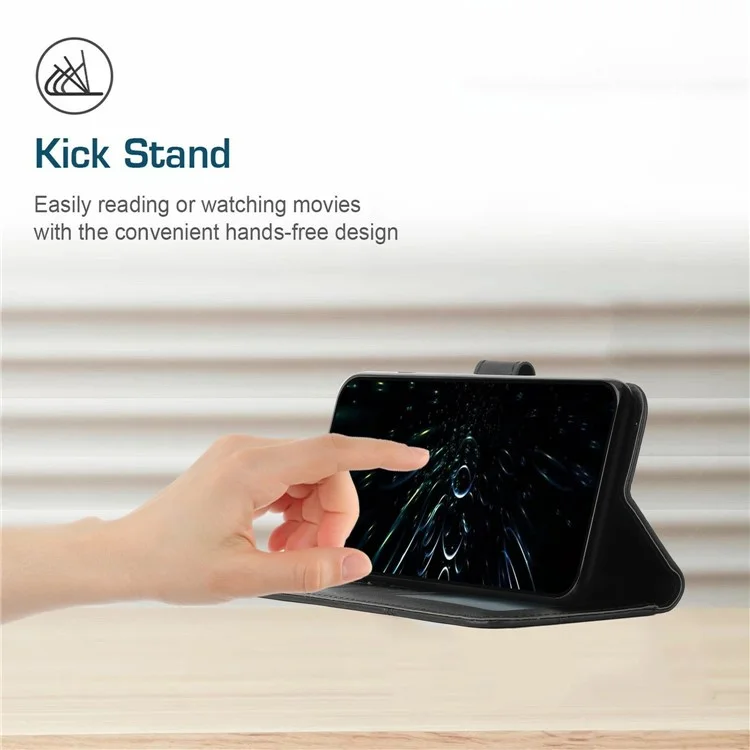 Custodia in pelle protettiva con supporto per Motorola Moto G15 4G - Nero