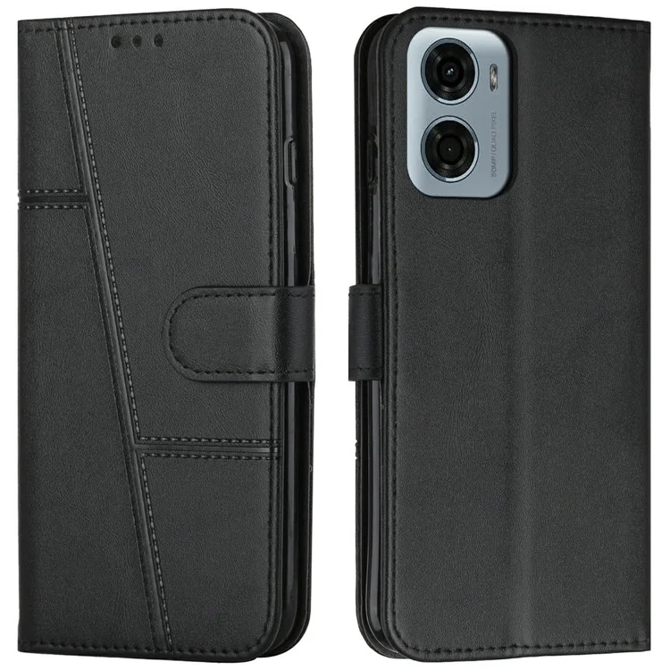 Custodia a portafoglio in pelle protettiva con stand per Motorola Moto G05 4G - Nero