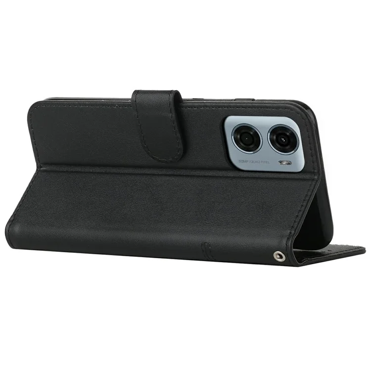 Custodia a portafoglio in pelle protettiva con stand per Motorola Moto G05 4G - Nero