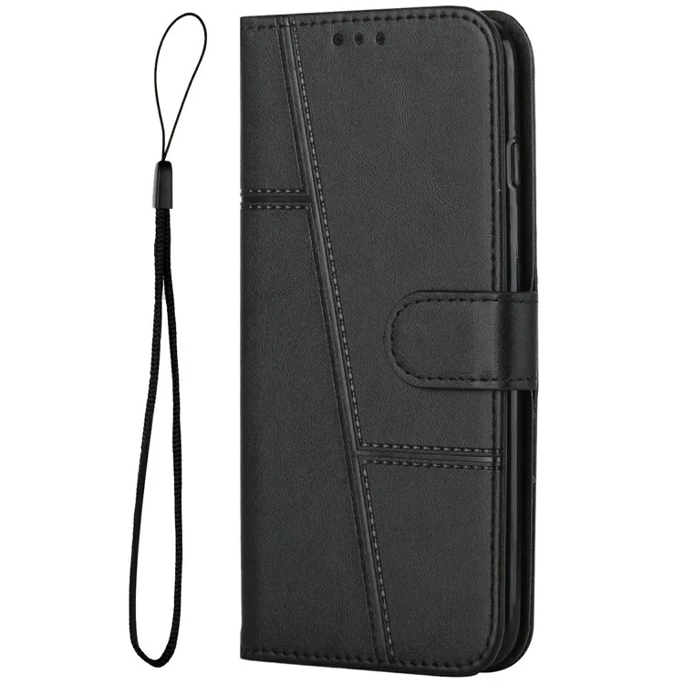 Custodia a portafoglio in pelle protettiva con stand per Motorola Moto G05 4G - Nero