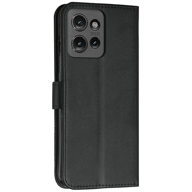 Custodia in pelle protettiva con supporto e chiusura a ribalta per Motorola Moto G 5G (2025) - Nero