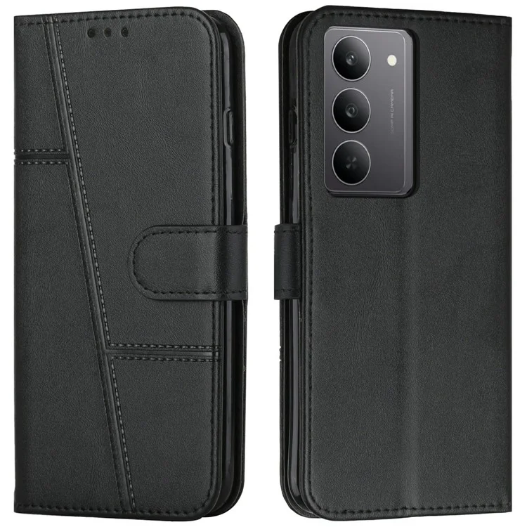 Für Realme V60 Pro / C75 Hülle Stand Flip Schutzhülle aus Leder - Schwarz