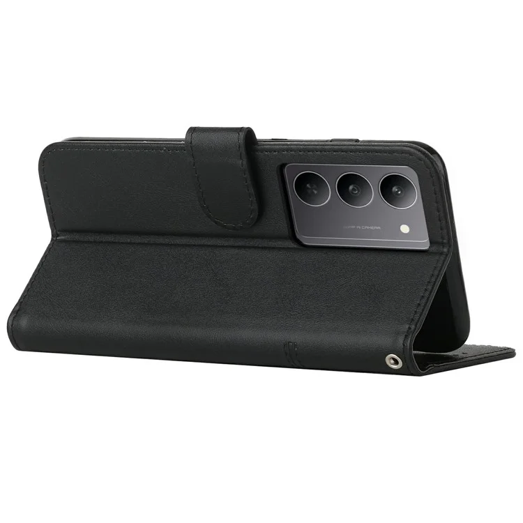 Für Realme V60 Pro / C75 Hülle Stand Flip Schutzhülle aus Leder - Schwarz