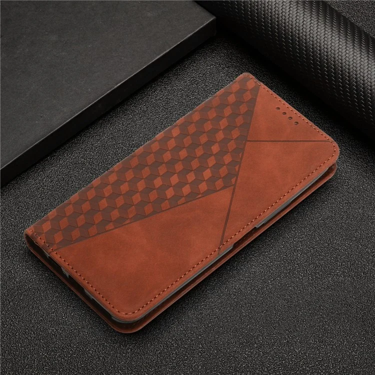 Custodia a portafoglio in pelle PU stampata per Motorola Moto G05 4G - Marrone