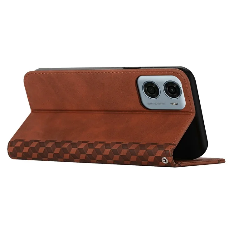 Custodia a portafoglio in pelle PU stampata per Motorola Moto G05 4G - Marrone