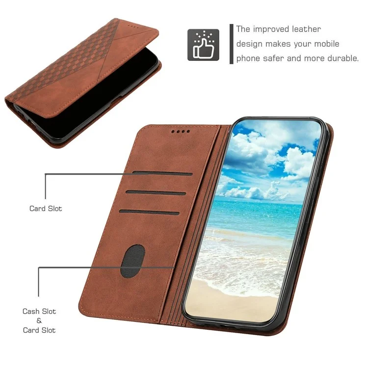 Custodia a portafoglio in pelle PU stampata per Motorola Moto G05 4G - Marrone