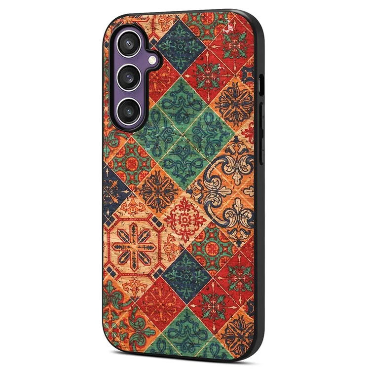 Coque pour Samsung Galaxy S25 Impression de fleurs en cuir PU + PC + TPU - Hiver / Bleu