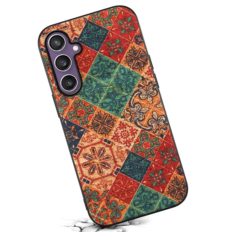 Coque pour Samsung Galaxy S25 Impression de fleurs en cuir PU + PC + TPU - Hiver / Bleu