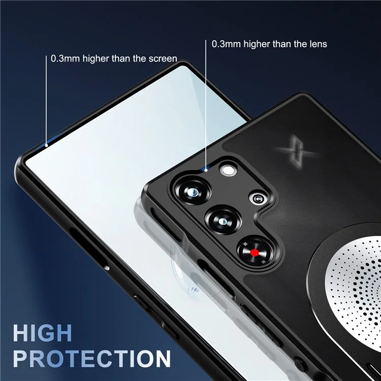 Étui pour ZTE nubia Red Magic 10 Pro 5G / 10 Pro+ 5G avec support, en silicone + PC, avec dissipation de chaleur au graphène - Noir