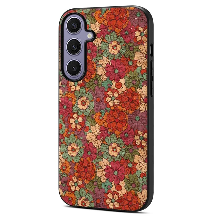 Funda para Samsung Galaxy S25+ Flor Impresa Cuero PU + PC + TPU Cubierta de teléfono - Verano / Rojo