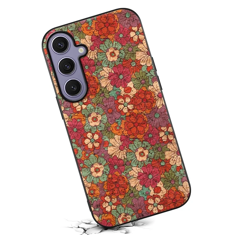 Funda para Samsung Galaxy S25+ Flor Impresa Cuero PU + PC + TPU Cubierta de teléfono - Verano / Rojo