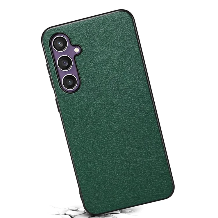 Funda para Samsung Galaxy S25 de textura de becerro de cuero + PC + TPU - Verde