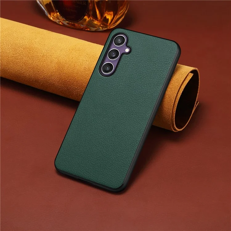 Funda para Samsung Galaxy S25 de textura de becerro de cuero + PC + TPU - Verde