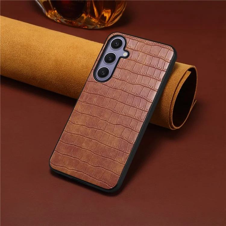 Für Samsung Galaxy S25+ Hülle Krokodilleder-Textur-Design Schlanke Rückabdeckung - Braun
