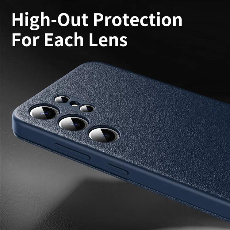 Für Samsung Galaxy S24 Ultra Leder-Handyhülle mit Sichtfenster und Kartenfach - Saphir