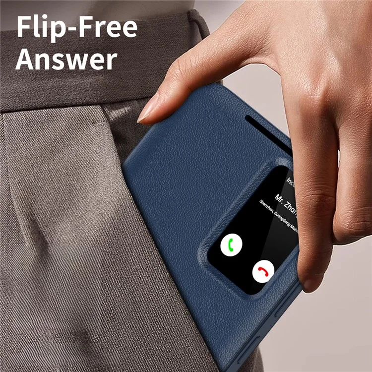 Für Samsung Galaxy S24 Ultra Leder-Handyhülle mit Sichtfenster und Kartenfach - Saphir