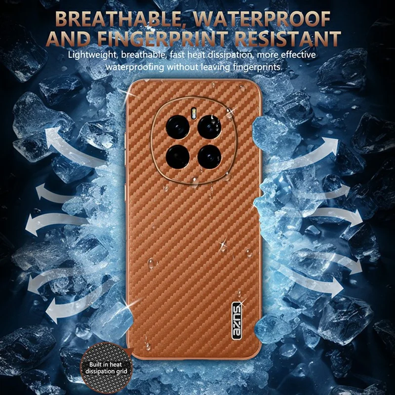 AZNS For Honor Magic7 5G Case Electroplating Carbon Fiber Texture PU + TPU Phone Cover - Black