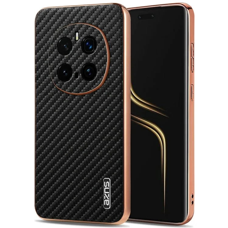 Capa AZNS For Honor Magic7 Pro 5G Textura de fibra de carbono eletrolítica PU + TPU - Preta
