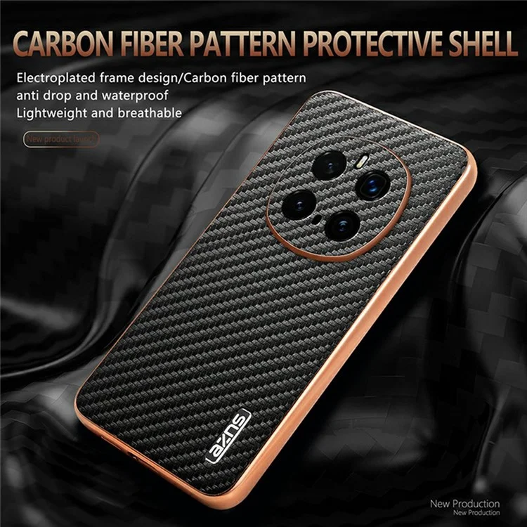 Capa AZNS For Honor Magic7 Pro 5G Textura de fibra de carbono eletrolítica PU + TPU - Preta