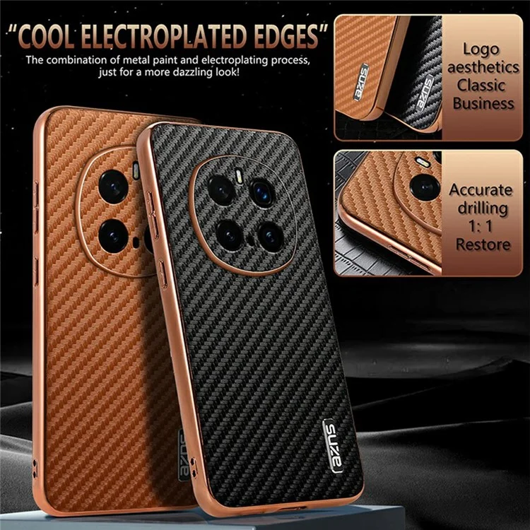 Capa AZNS For Honor Magic7 Pro 5G Textura de fibra de carbono eletrolítica PU + TPU - Preta