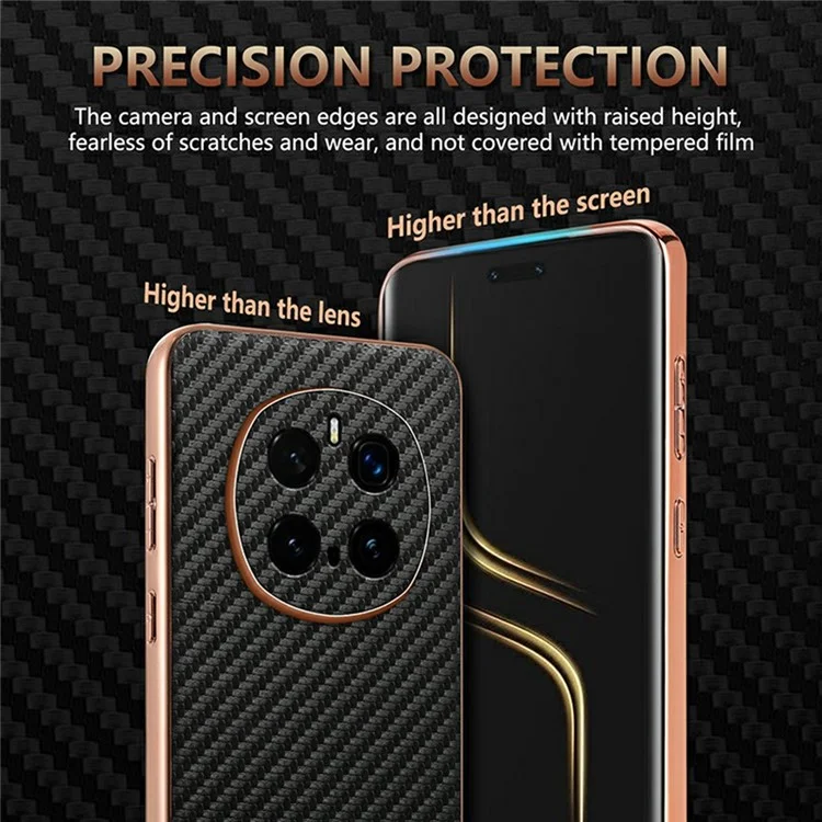 Capa AZNS For Honor Magic7 Pro 5G Textura de fibra de carbono eletrolítica PU + TPU - Preta