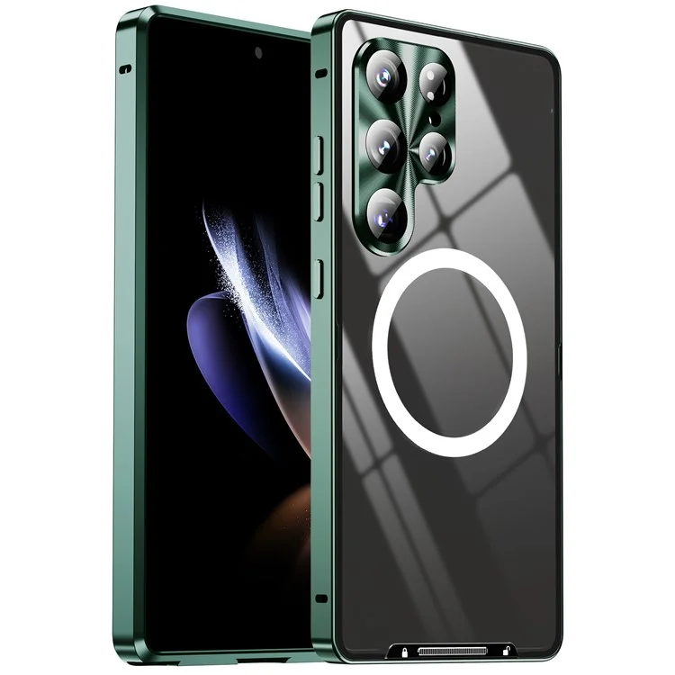 Capa para Samsung Galaxy S25 Ultra compatível com MagSafe, estrutura de metal fosca - Verde