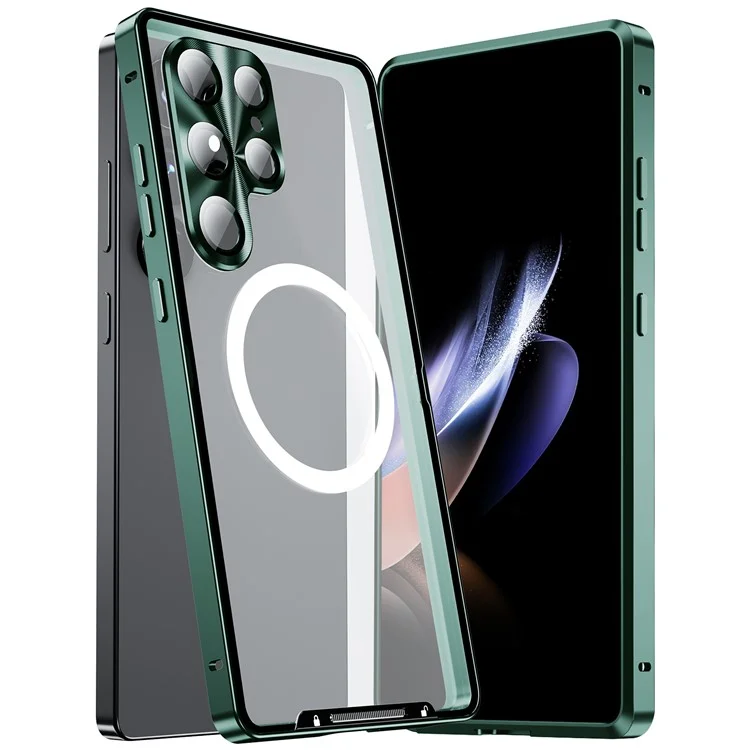 Capa para Samsung Galaxy S25 Ultra compatível com MagSafe, estrutura de metal fosca - Verde