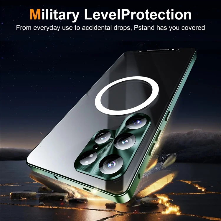 Capa para Samsung Galaxy S25 Ultra compatível com MagSafe, estrutura de metal fosca - Verde