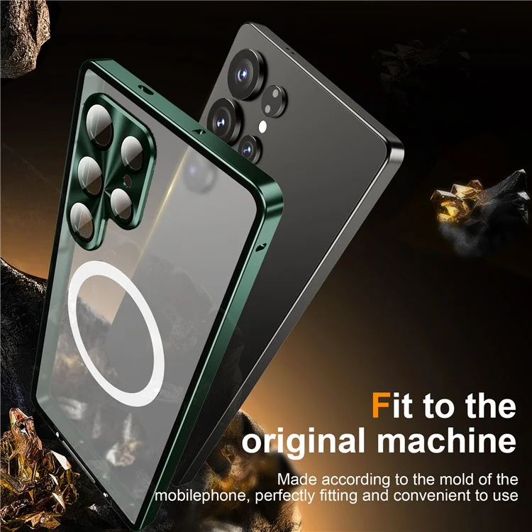 Capa para Samsung Galaxy S25 Ultra compatível com MagSafe, estrutura de metal fosca - Verde