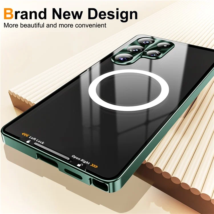 Capa para Samsung Galaxy S25 Ultra compatível com MagSafe, estrutura de metal fosca - Verde