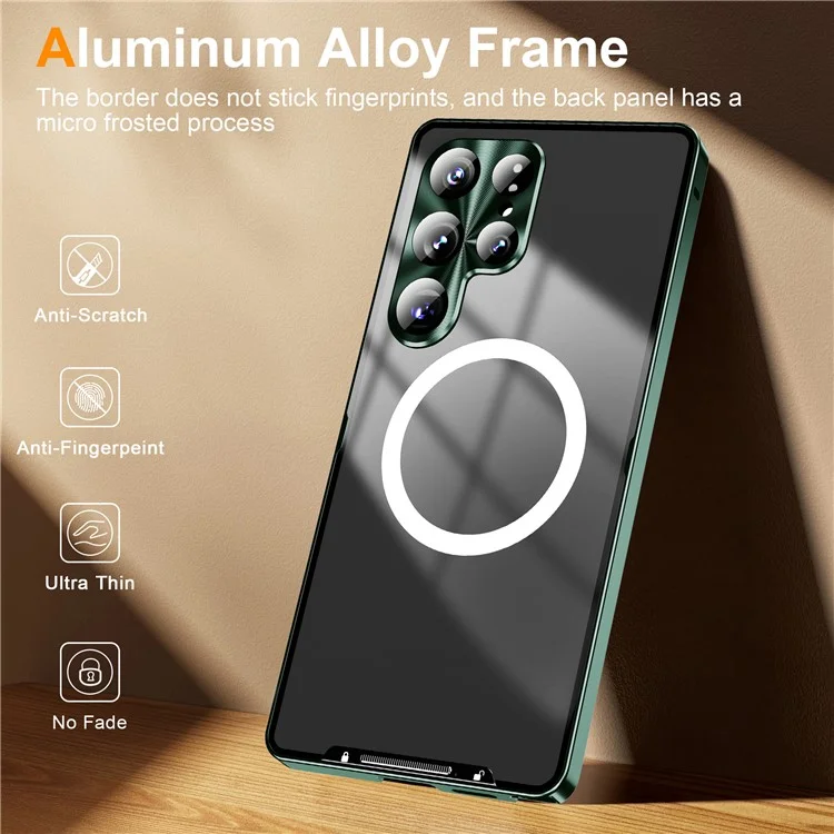 Capa para Samsung Galaxy S25 Ultra compatível com MagSafe, estrutura de metal fosca - Verde