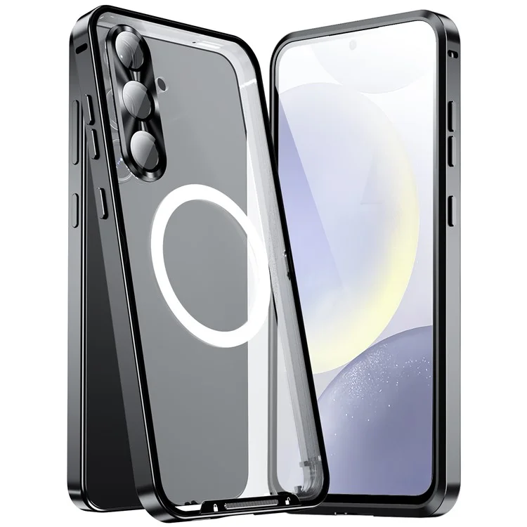 Capa para Samsung Galaxy S25+ compatível com MagSafe, estrutura de metal fosca - Preta
