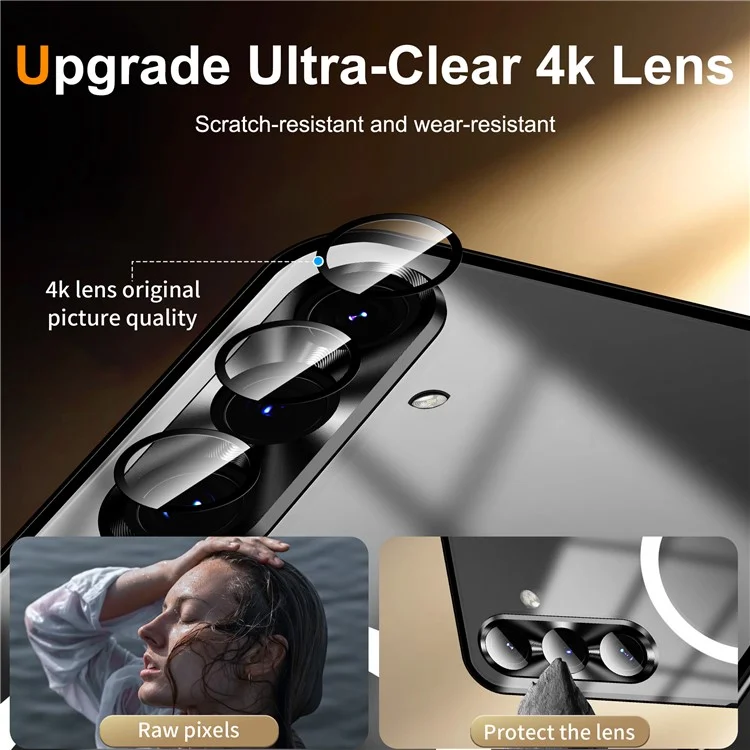 Capa para Samsung Galaxy S25+ compatível com MagSafe, estrutura de metal fosca - Preta
