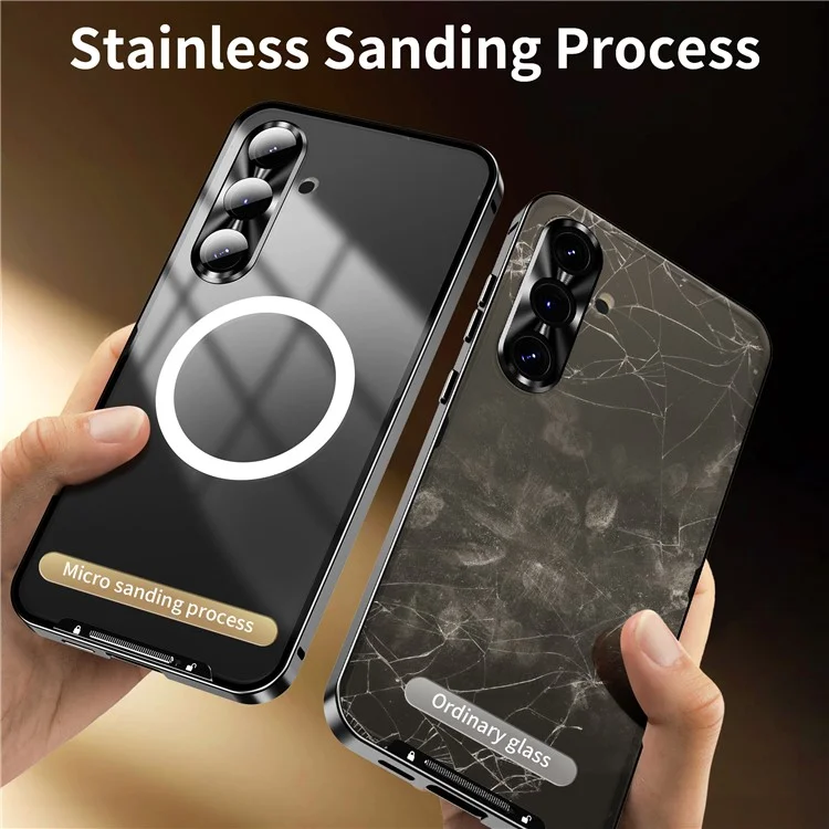Capa para Samsung Galaxy S25+ compatível com MagSafe, estrutura de metal fosca - Preta