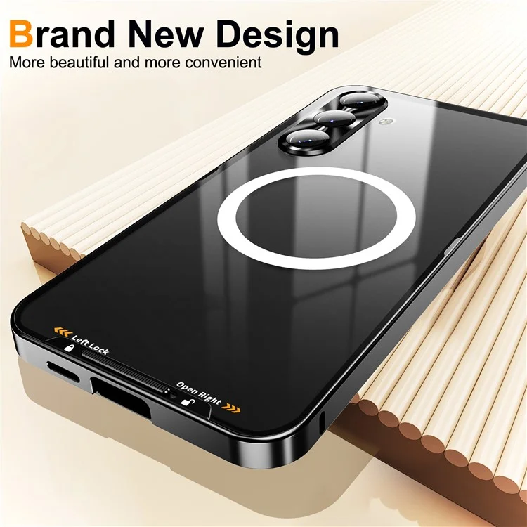 Capa para Samsung Galaxy S25+ compatível com MagSafe, estrutura de metal fosca - Preta