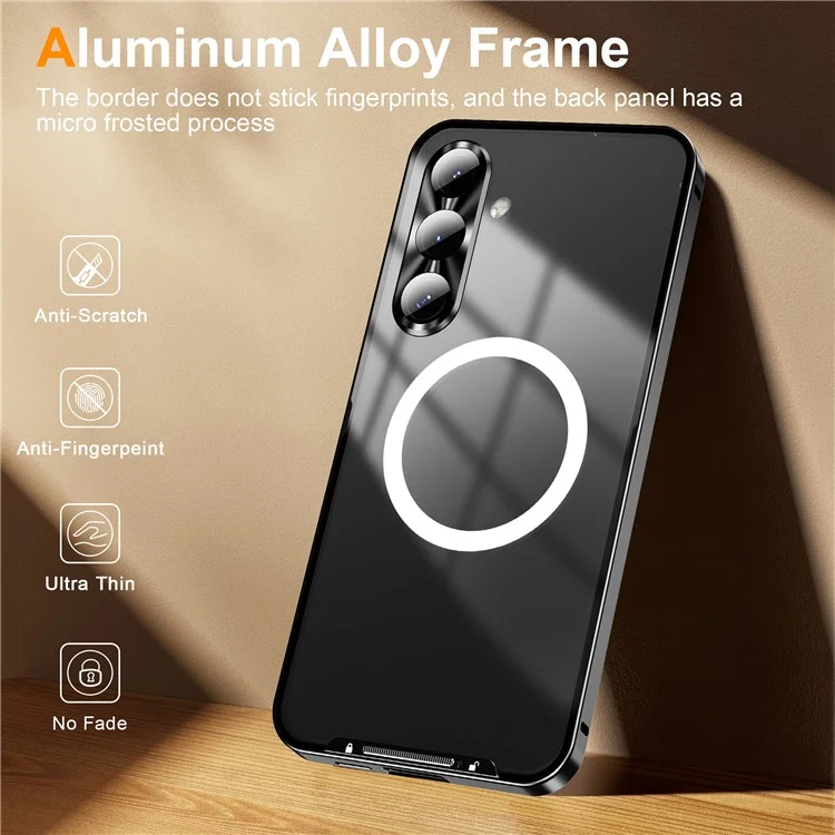 Capa para Samsung Galaxy S25+ compatível com MagSafe, estrutura de metal fosca - Preta