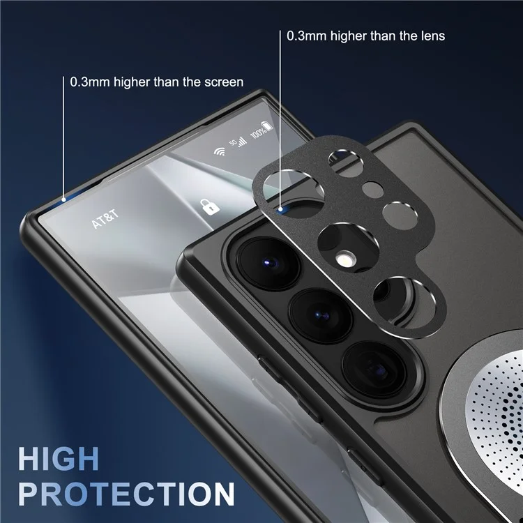 Funda para Samsung Galaxy S25 Ultra con soporte de pie, de silicona y PC, cubierta de teléfono con disipación de calor de grafeno - Negro