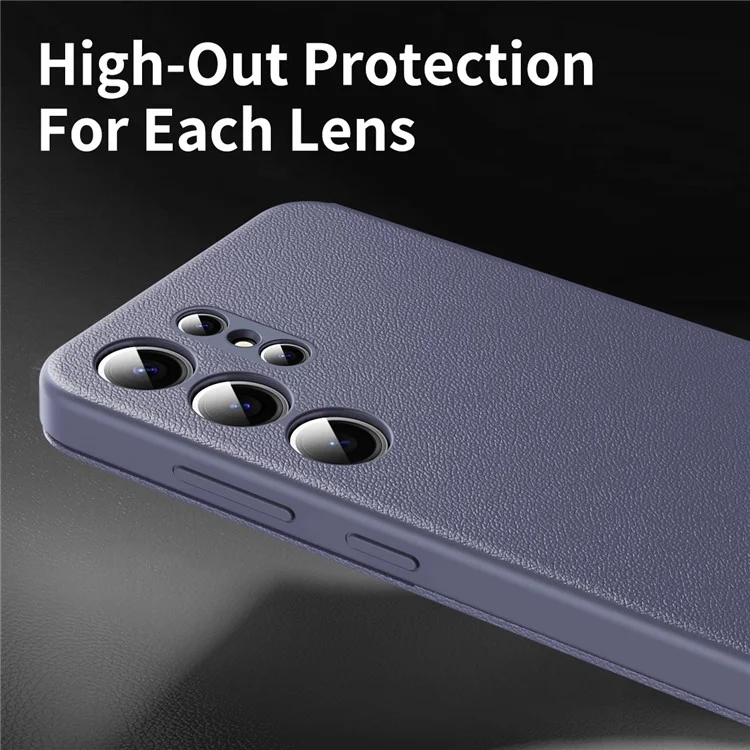 For Samsung Galaxy S25 Ultra Case Leather Phone Cover with View Window Card Slot - Grey Purple