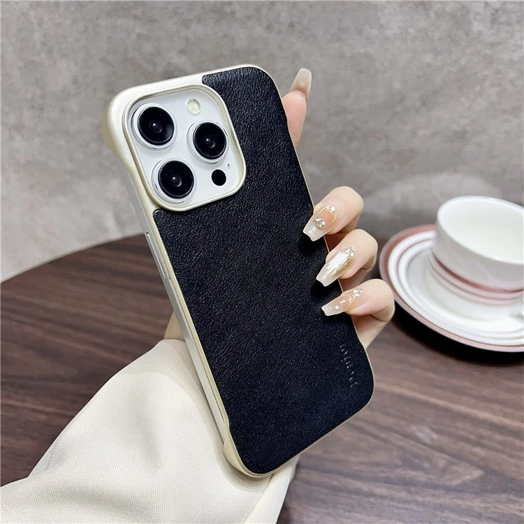 Funda para iPhone 16 Pro compatible con MagSafe, de cuero vacuno genuino + cubierta de teléfono de PC - Negro