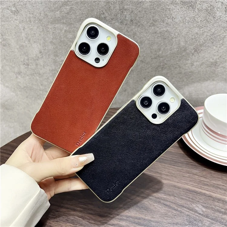 Funda para iPhone 16 Pro compatible con MagSafe, de cuero vacuno genuino + cubierta de teléfono de PC - Negro