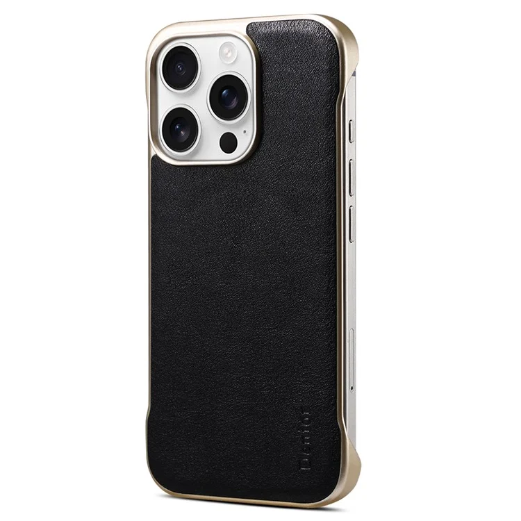 Funda para iPhone 16 Pro Max compatible con MagSafe Cuero vacuno genuino + Cubierta de teléfono de PC - Negro