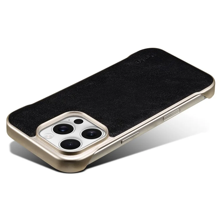 Funda para iPhone 16 Pro Max compatible con MagSafe Cuero vacuno genuino + Cubierta de teléfono de PC - Negro