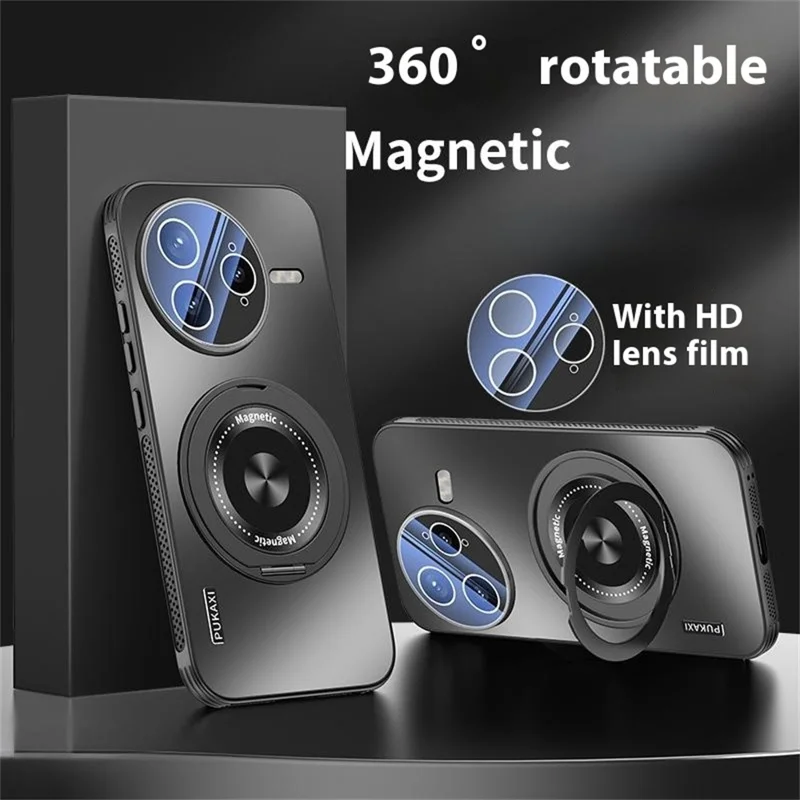 For Xiaomi Poco F7 Ultra 5G / Redmi K80 Pro 5G Magnetic Case Kickstand TPU PC Heat Dissipation Phone Cover - Black